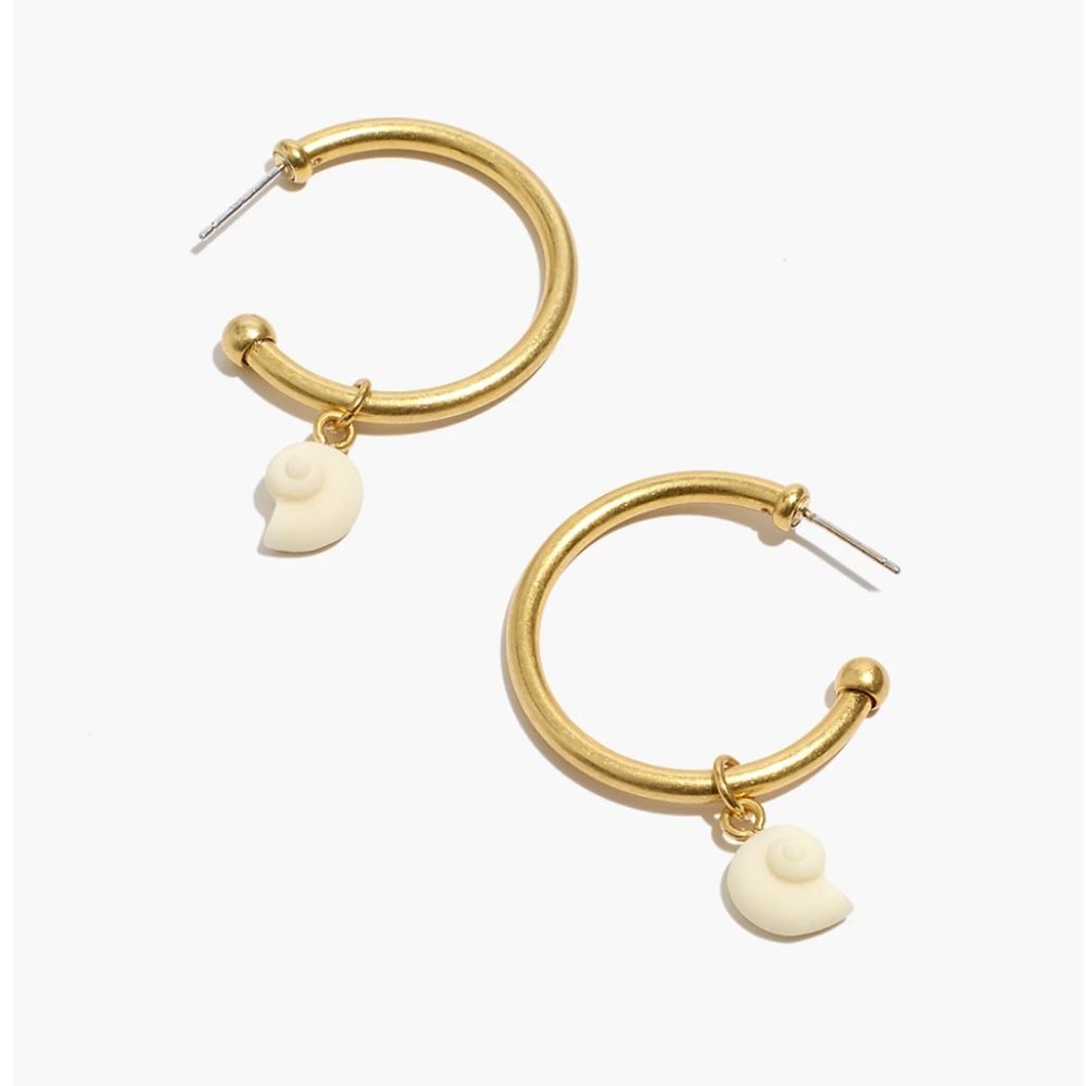 Madewell Shell Charm Large Hoop Earrings